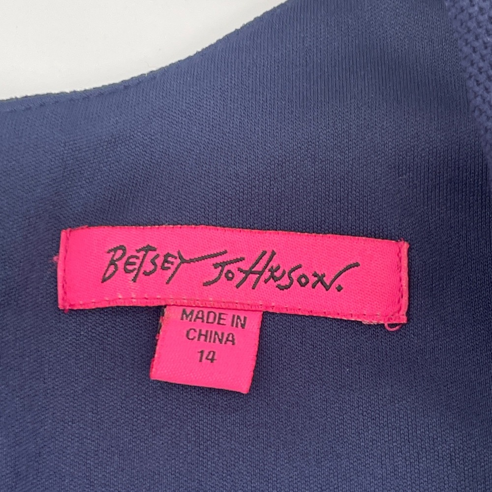 Betsey Johnson Navy Blue Pleated Dress w/Cutout Neck & Pockets Size 14 - Picture 4 of 6